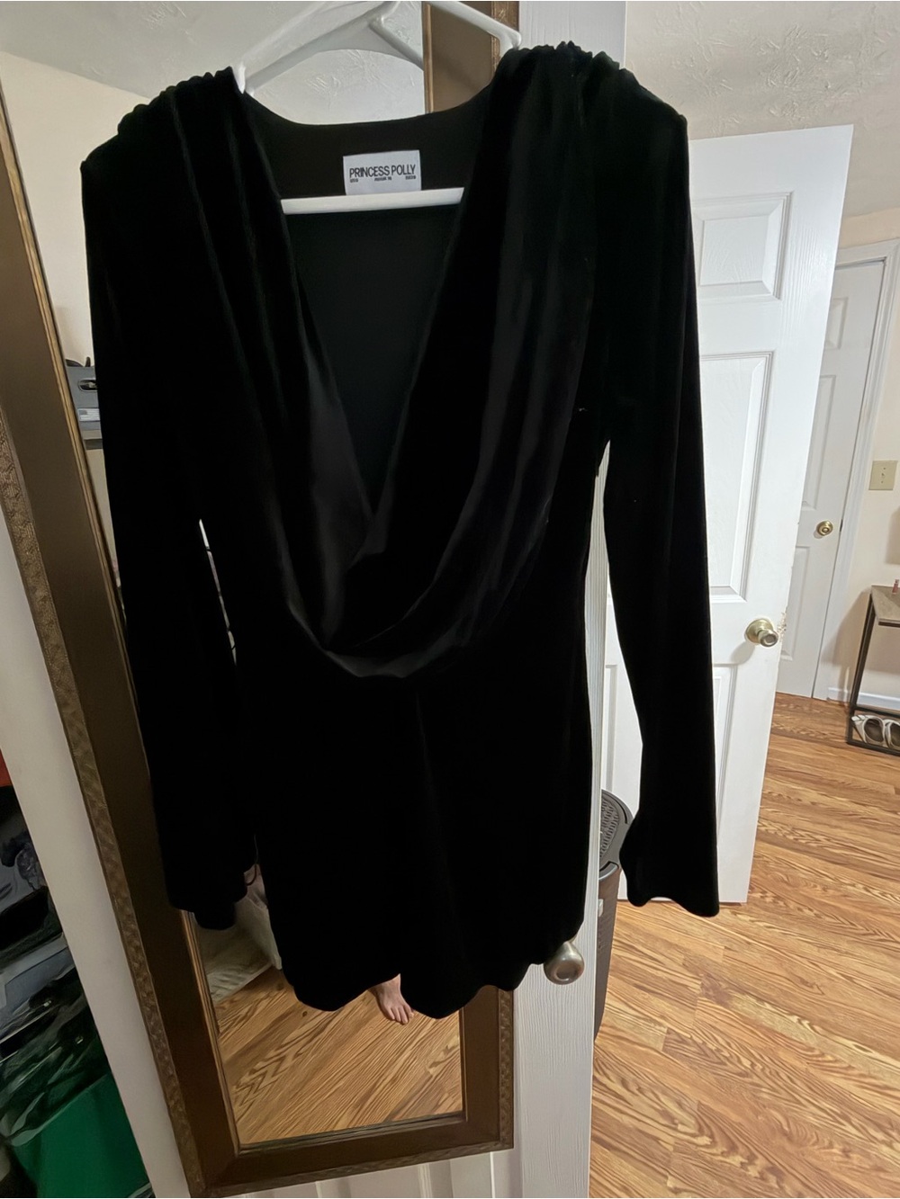 Princess Polly Black Velvet Cowl Mini Dress